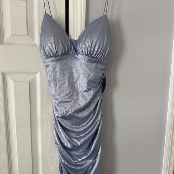 Windsor Periwinkle Metallic Ruched Mini Dress | Size M | NWT | Party Cocktail - Picture 1 of 3